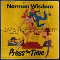 7v095 PRESS FOR TIME English 6sh '66 great wacky art of Norman Wisdom chased by sexy girls!