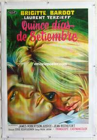 7w042 TWO WEEKS IN SEPTEMBER linen Argentinean '67 A Coeur Joie, c/u art of sexy Brigitte Bardot!