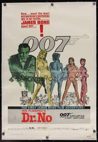 7w098 DR. NO linen 1sh R80 Sean Connery is the most extraordinary gentleman spy James Bond 007!