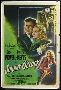 7w143 JOHNNY O'CLOCK linen style B 1sh '46 Dick Powell was too smart to tangle w/sexy Evelyn Keyes!