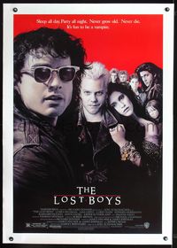 7w162 LOST BOYS linen 1sh '87 teen vampire Kiefer Sutherland, directed by Joel Schumacher!