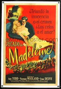 7w165 MADELEINE linen Spanish/U.S. 1sh '50 directed by David Lean, sexy Ann Todd murders her lover!