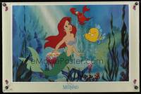 7x426 LITTLE MERMAID commercial poster '89 Ariel, Flounder, Sebastian, Disney underwater cartoon!