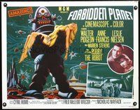 7x418 FORBIDDEN PLANET signed commercial 1/2sh R95 art of Robby the Robot carrying Anne Francis!
