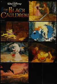 7x016 BLACK CAULDRON 7 Oversize Stills '85 first Walt Disney CG, cool fantasy artwork!