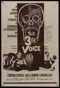 7x058 3rd VOICE special poster '60 Edmund O'Brien, cool art of huge skull!
