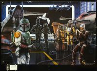 7x069 ARRIVAL OF THE BOUNTY HUNTERS card signed special poster '98 by artist James Cukr, Boba Fett!