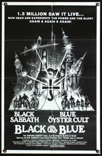 7x084 BLACK & BLUE special 23x35 '80 Black Sabbath & Blue Oyster Cult, cool heavy metal art!