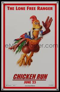 7x113 CHICKEN RUN teaser special poster '00 Peter Lord & Nick Park claymation, Lone Free Ranger!