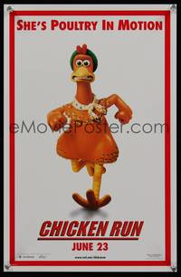 7x109 CHICKEN RUN teaser special poster '00 Lord & Park claymation, poultry in motion!