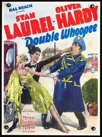 7x476 DOUBLE WHOOPEE Repro special 19x26 '93 great art of gentleman Laurel & cop Hardy!