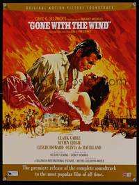 7x166 GONE WITH THE WIND soundtrack special poster '90s Clark Gable, Vivien Leigh, Terpning art!