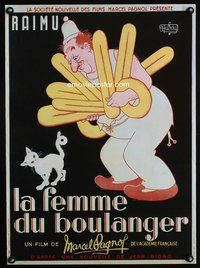 7x481 LA FEMME DU BOULANGER special 20x27 '80s Marcel Pagnol, wonderful artwork by Albert Dubout!
