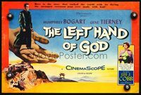 7x209 LEFT HAND OF GOD special poster '55 priest Humphrey Bogart holding gun & Gene Tierney!