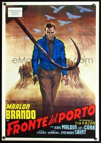 7x482 ON THE WATERFRONT Italian Repro special 27x39 '80s Marlon Brando, Ballester art!
