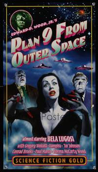 7x254 PLAN 9 FROM OUTER SPACE video special poster R98 directed by Ed Wood, worst movie ever!