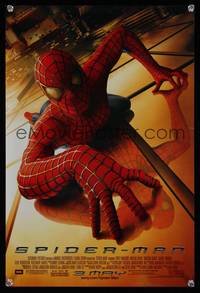 7x303 SPIDER-MAN advance special poster '02 Tobey Maguire crawling up wall, Sam Raimi, Marvel!