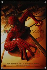 7x304 SPIDER-MAN teaser special poster '02 Tobey Maguire crawling up wall, Sam Raimi, Marvel Comics