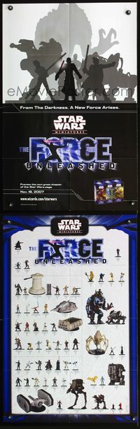 7x323 STAR WARS MINIATURES THE FORCE UNLEASHED two-sided special poster '07 tabletop acton figures!