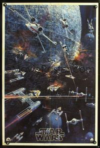 7x318 STAR WARS soundtrack special poster '77 George Lucas classic, great battle art by Berkey!