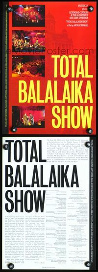 7x351 TOTAL BALALAIKA SHOW two-sided special 11x16 '94 The Leningrad Cowboys in concert!