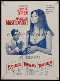 7x375 YESTERDAY, TODAY & TOMORROW special poster '64 sexy Sophia Loren, Marcello Mastroianni!
