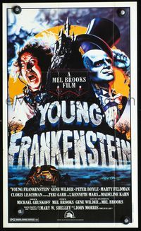 7x050 YOUNG FRANKENSTEIN Topps poster '81 Mel Brooks, art of Gene Wilder, Peter Boyle & Feldman!