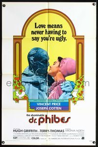 7y015 ABOMINABLE DR. PHIBES 1sh '71 Vincent Price says love means never having to say you're ugly!