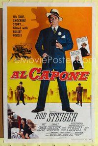 7y022 AL CAPONE 1sh '59 cool comparison of Rod Steiger to the most notorious gangster!