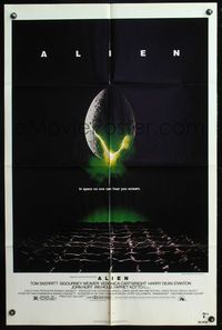 7y024 ALIEN 1sh '79 Ridley Scott outer space sci-fi monster classic, cool hatching egg image!