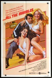 7y029 ALL THE MARBLES 1sh '81 great image of Peter Falk & sexy female wrestlers!