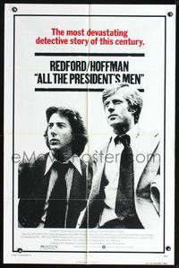 7y030 ALL THE PRESIDENT'S MEN 1sh '76 Dustin Hoffman & Robert Redford as Woodward & Bernstein!