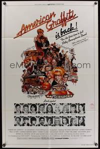 7y035 AMERICAN GRAFFITI 1sh R78 George Lucas teen classic, it was the time of your life!