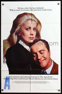 7y048 APRIL FOOLS int'l 1sh '69 Jack Lemmon & Catherine Deneuve are married but not to each other!