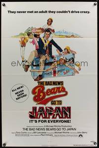 7y061 BAD NEWS BEARS GO TO JAPAN 1sh '78 great juvernile baseball art with Tony Curtis!