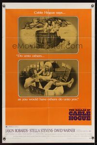 7y062 BALLAD OF CABLE HOGUE 1sh '70 Sam Peckinpah, Jason Robards & sexy Stella Stevens in wash tub