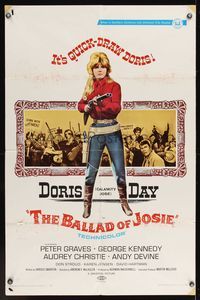 7y063 BALLAD OF JOSIE 1sh '68 great full-length image of quick-draw Doris Day pointing shotgun!