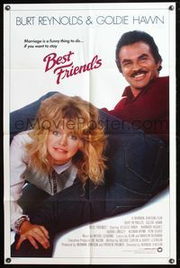 7y078 BEST FRIENDS int'l 1sh '82 great close up of Goldie Hawn & Burt Reynolds!