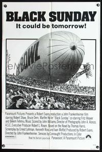 7y094 BLACK SUNDAY 1sh '77 John Frankenheimer, Goodyear Blimp zeppelin disaster at the Super Bowl!