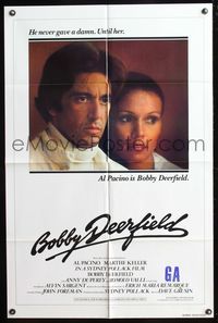 7y101 BOBBY DEERFIELD int'l 1sh '77 close up of F1 race car driver Al Pacino, Sydney Pollack!