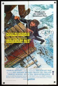 7y113 BREAKHEART PASS int'l 1sh '76 cool art of Charles Bronson by Des Combes, Alistair Maclean!