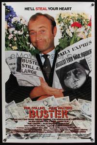 7y128 BUSTER 1sh '88 David Green, image of Phil Collins w/flowers, he'll steal your heart!