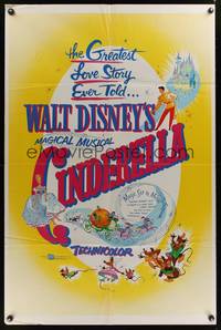 7y150 CINDERELLA 1sh R57 Walt Disney classic romantic musical fantasy cartoon!