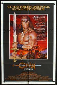 7y161 CONAN THE DESTROYER 1sh '84 Arnold Schwarzenegger is the most powerful legend of all!
