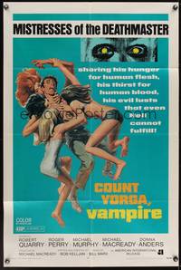 7y166 COUNT YORGA VAMPIRE 1sh '70 AIP, artwork of the mistresses of the deathmaster feeding!