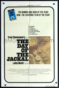 7y183 DAY OF THE JACKAL 1sh '73 Fred Zinnemann assassination classic, master killer Edward Fox!