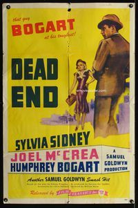 7y185 DEAD END 1sh R44 William Wyler, Humphrey Bogart, Sylvia Sidney!