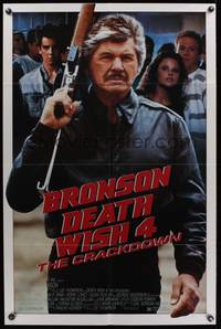 7y188 DEATH WISH 4 1sh '87 cool image of Charles Bronson w/assault rifle!