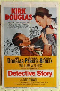 7y192 DETECTIVE STORY 1sh R60 Kirk Douglas is a cop who knew too much about the girl he loved!