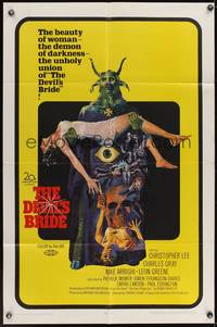 7y195 DEVIL'S BRIDE 1sh '68 wild art, the union of the beauty of woman and the demon of darkness!